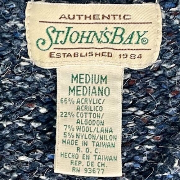 Vtg St Johns Bay Women's Medium Blue Southwest Wool Blend Cardigan - Picture 3 of 11